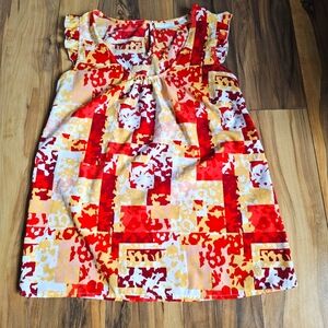 New York & Company Sleeveless Tank Top Red, Yellow, XS